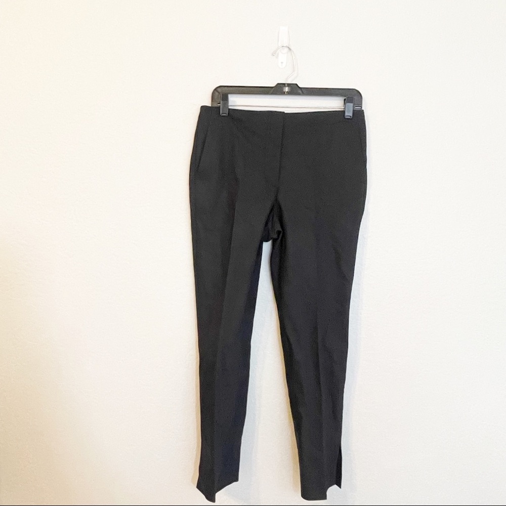 Theory Womens Black Wool Blend Slim Fit Ankle Pants Side Zip Tapered Slit Size 4